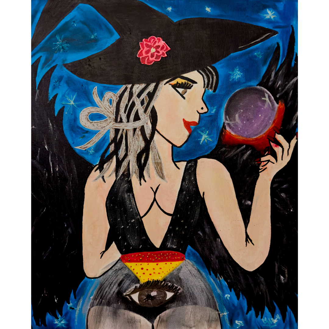 Magic sorceress dark feminine canvas print by DIANA.g — mystical woman wall art SnowyGee Archives limited edition