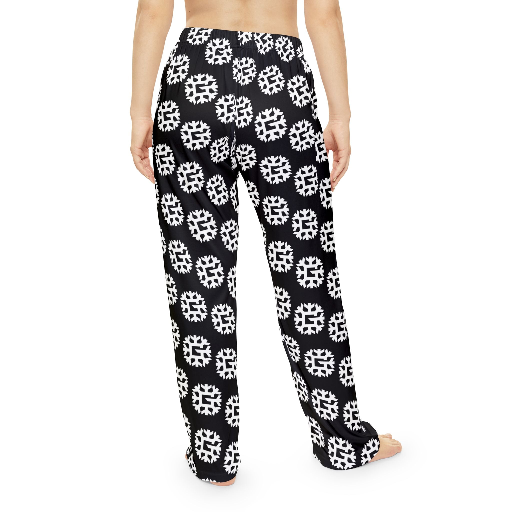 SnowyGee Signature Monogram Pajama Pants — Black