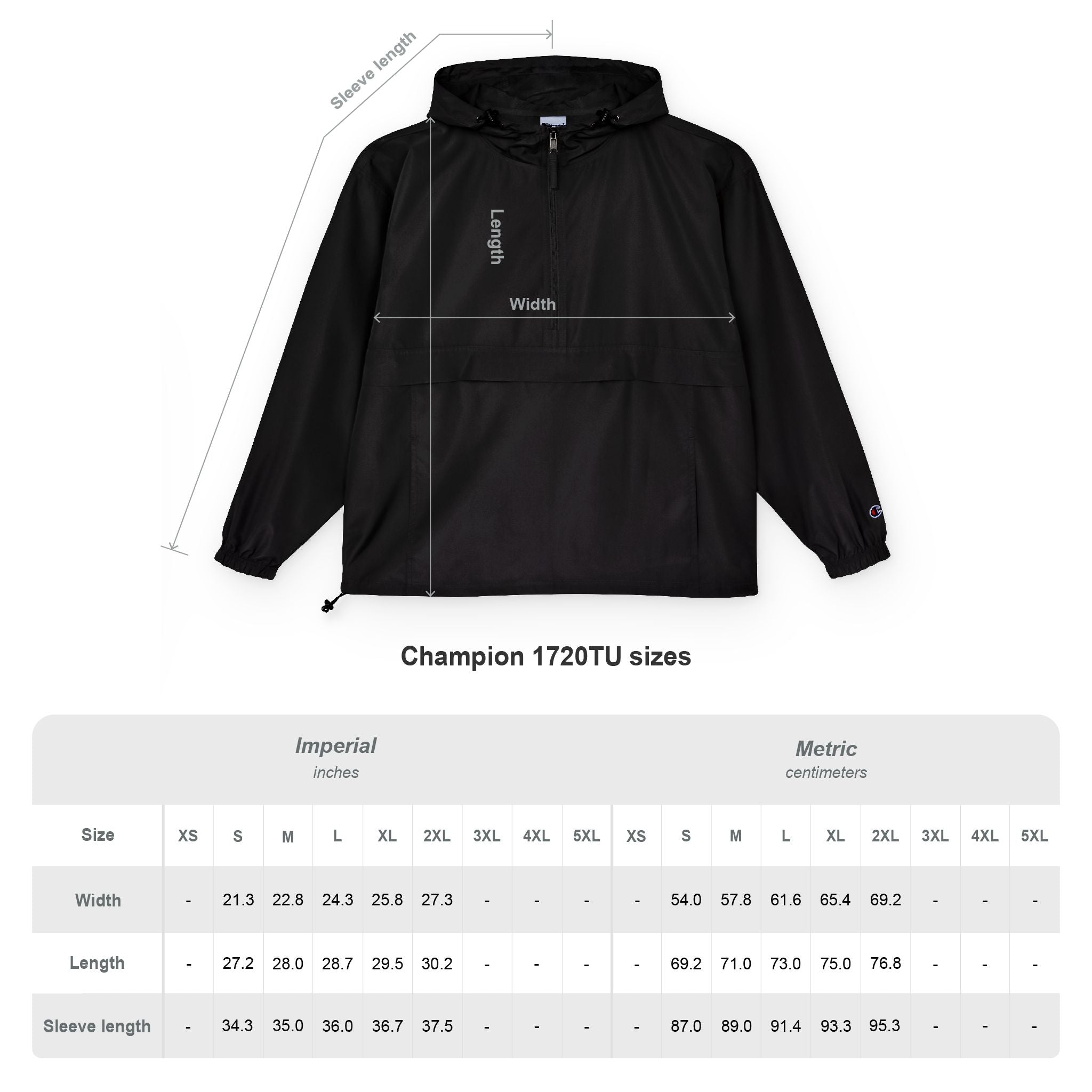 SnowyGee Embroidered Anorak — Packable Windbreaker