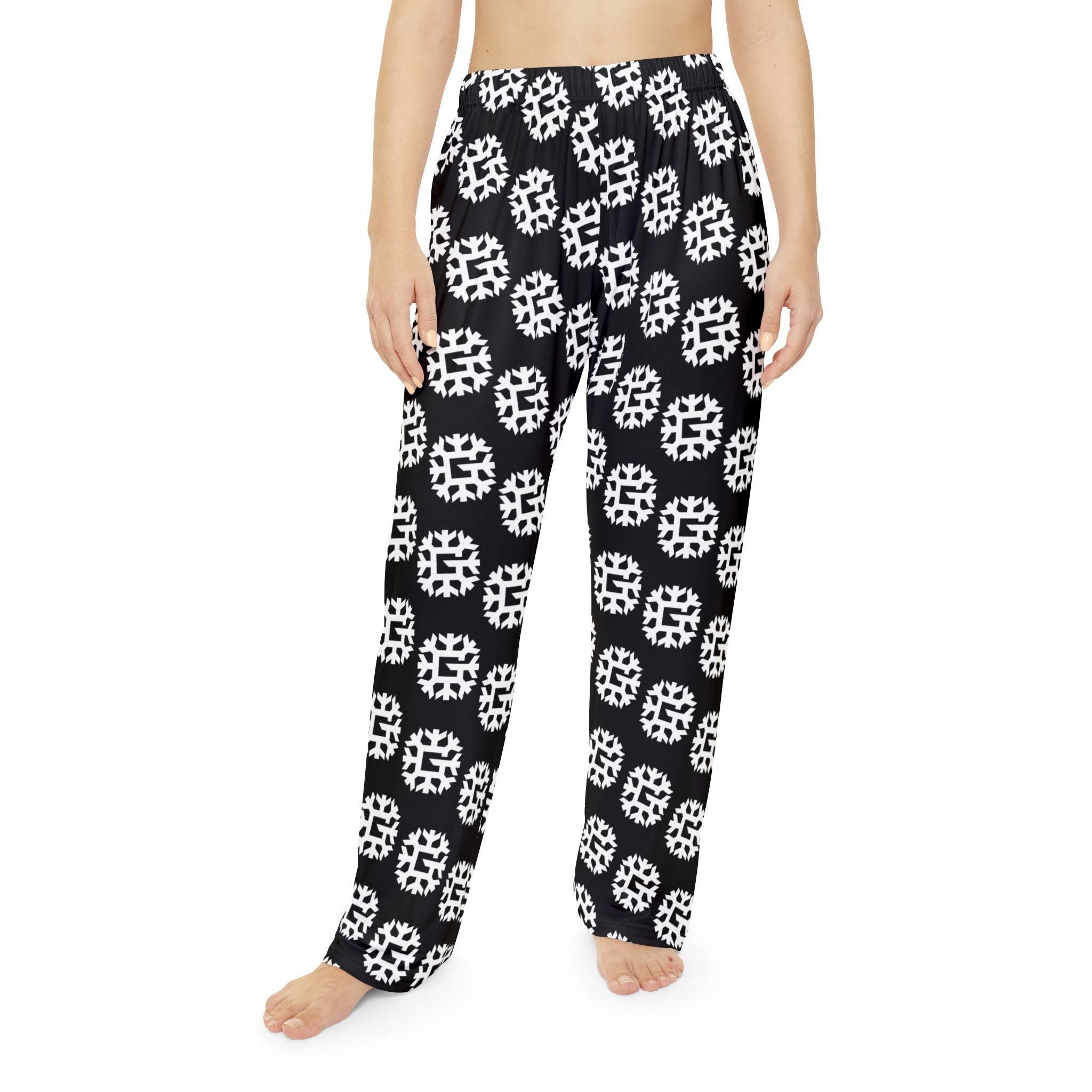 SnowyGee Signature Monogram Pajama Pants — Black