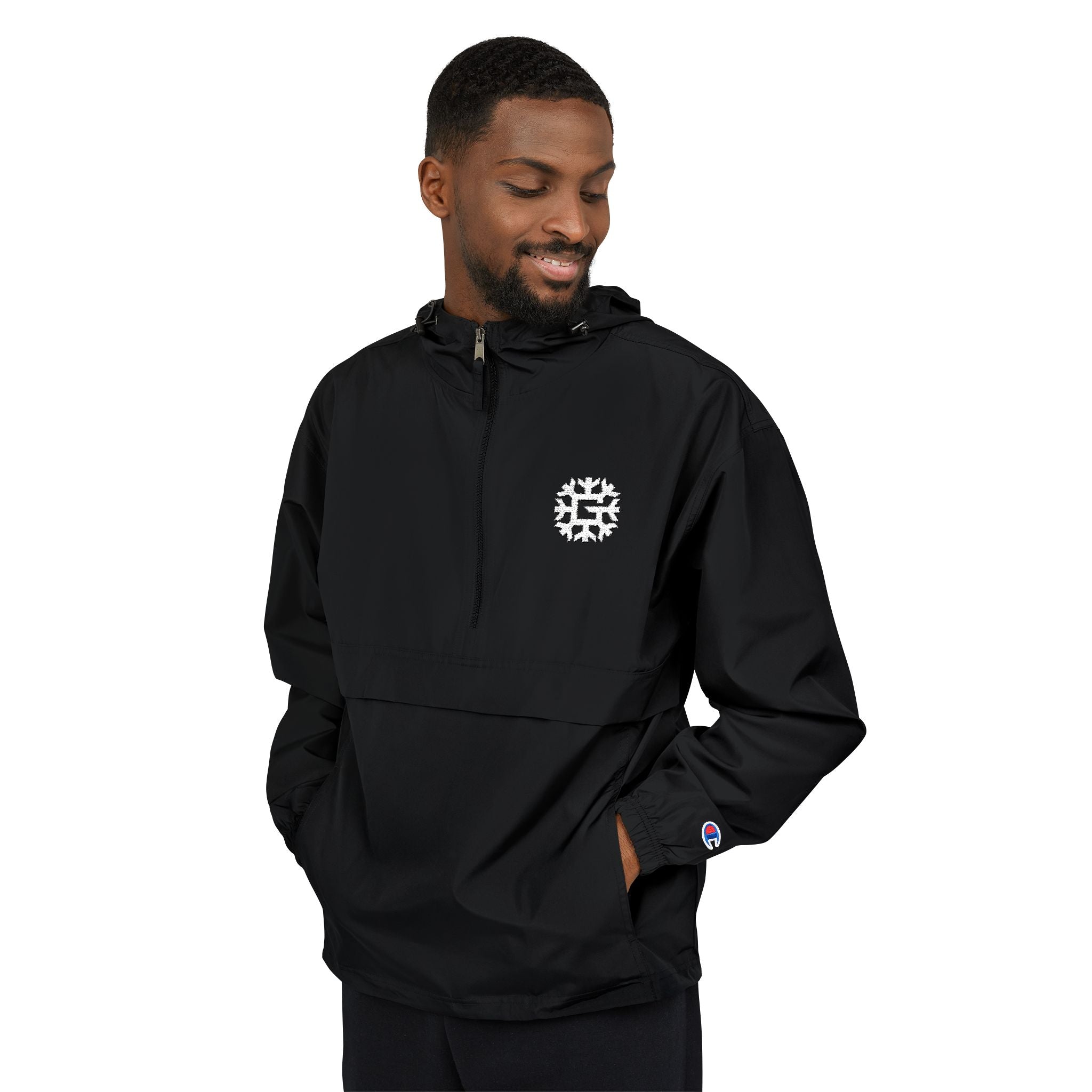 SnowyGee Embroidered Anorak — Packable Windbreaker