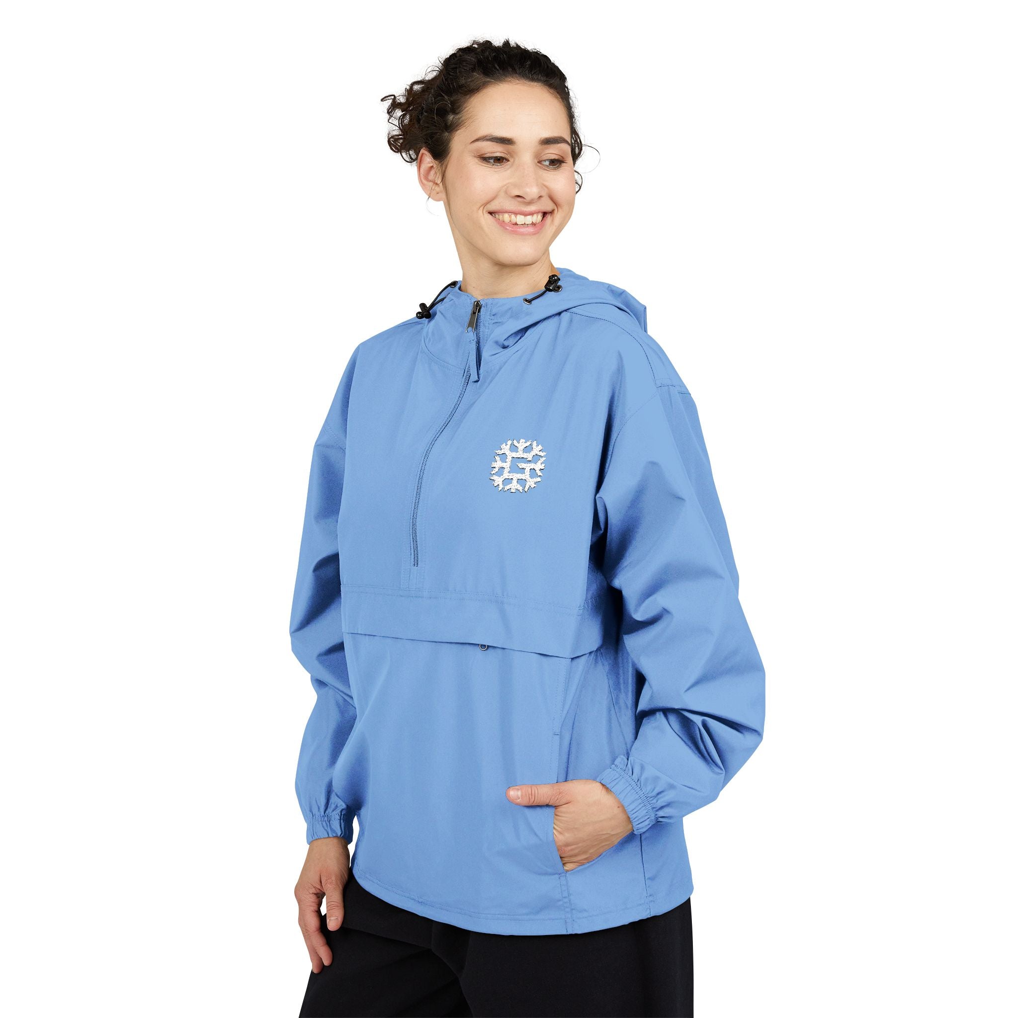 SnowyGee Embroidered Anorak — Packable Windbreaker